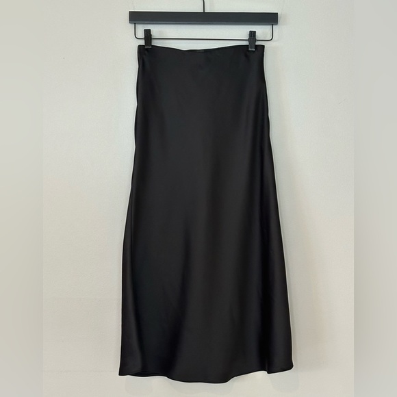 Aqua Satin Midi Slip Skirt - Picture 4 of 6
